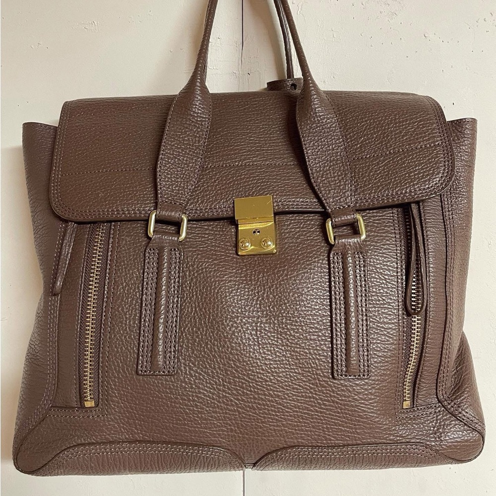 3.1 Phillip Lim Brown Leather Bag with Gold Zipper